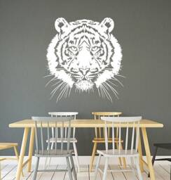 Tiger Head Wall Decal Predator African Wildcat Vinyl Sticker Safari Wildlife Art Home Interior Living Room Bedroom Office Animal Decor 1Twc - thumbnail 1