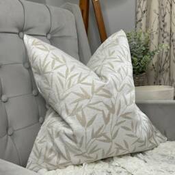 Natural Cream Beige Pillow Cover, Leaves Trial - Double Sided Decorative Cushion Pillow Cover , Laura Ashley Fabric - thumbnail 1
