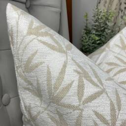 Natural Cream Beige Pillow Cover, Leaves Trial - Double Sided Decorative Cushion Pillow Cover , Laura Ashley Fabric - thumbnail 3
