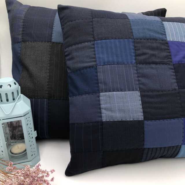 Handmade Patchwork Pillow Cover 45x50cm/18x20Inch - Scandinavian Style Geometric Pattern Hand-Quilting - image 1