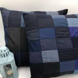 Handmade Patchwork Pillow Cover 45x50cm/18x20Inch - Scandinavian Style Geometric Pattern Hand-Quilting - thumbnail 4