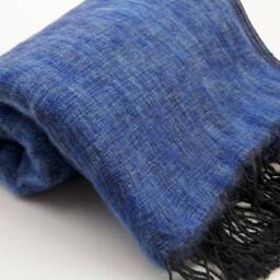 Blue Yak Wool Blanket Hand-Loomed Nepal Shawl Wrap - thumbnail 2