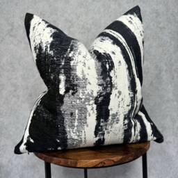 Black - Cream Cushion Cover Marble Pillow Clarke & Designer Fabric Monochrome Throw Luxury - thumbnail 2