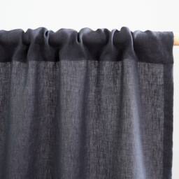 Charcoal Linen Curtain Panel, Rod Pocket, Custom Size - thumbnail 2