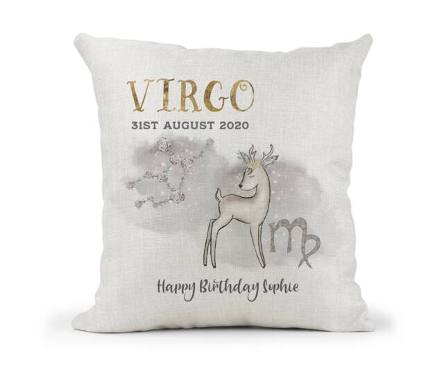 Personalised Cushion Virgo Zodiac Sign Birthday Gift Astrology.constellations. Star Sign. August 23 - September 22. Friend, Mum, Nan, Sister - image 1