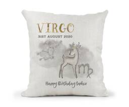 Personalised Cushion Virgo Zodiac Sign Birthday Gift Astrology.constellations. Star Sign. August 23 - September 22. Friend, Mum, Nan, Sister - thumbnail 1