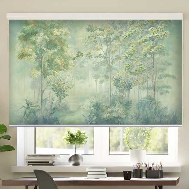 Panoramic Forest Landscape Printed Window Roller Blind - Nat-16 Custom Shade - Regular/Blackout - image 1