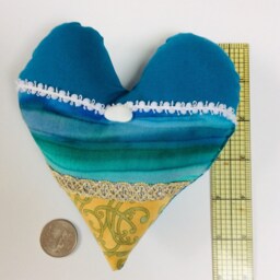 Handmade Coastal Heart Pillow, Beach Decor, Shell Embellished - thumbnail 2