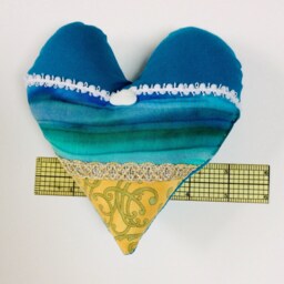 Handmade Coastal Heart Pillow, Beach Decor, Shell Embellished - thumbnail 3