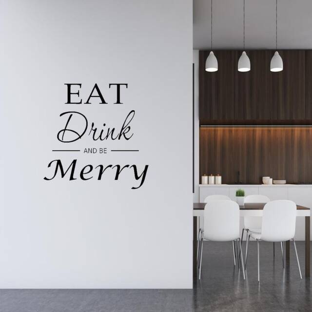 Eat Drink & Be Merry Kitchen Wall Words Quotes Decor Decals Stickers Art - image 1
