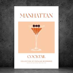 Manhattan Cocktail Art Print Poster - Party Signature Drink Sign Trendy Wall Decor Minimalist Elegant Retro Gift A5 A4 A3 - thumbnail 3
