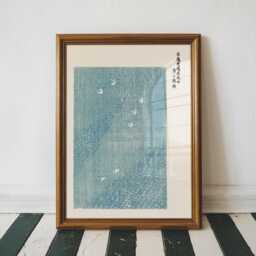 Taguchi Tomoki Blue Bird Print - Yatsuo No Tsubaki Poster Japanese Wall Art, Swans Woodblock Print, Vintage Ukiyoe Art - thumbnail 1