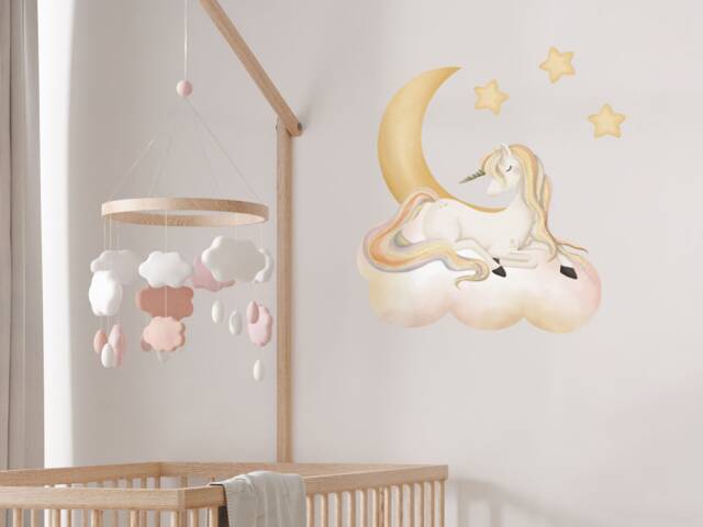 Sleepy Unicorn Wall Stickers, Stickers For Walls, Themed Bedroom, Decor - image 1