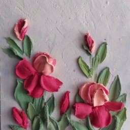 Iris Sculptural Painting, Floral Art Decor, 3D Art, Iris, Unique Home Accent, Plaster Texture Painting - thumbnail 2
