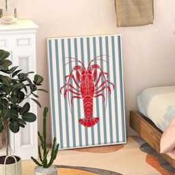 Lobster Art Canvas Poster, Kitchen Wall Art, Bright Aesthetic Decor, Retro Home Printed Gift - thumbnail 3