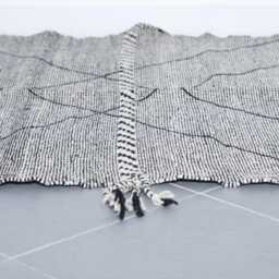 Geometric Berber Rug Black & White Moroccan Wool Carpet - 8x4, 9 Ft - thumbnail 2