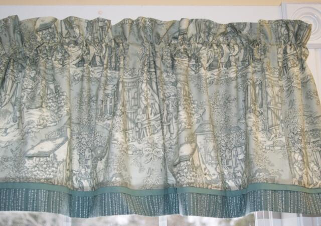 Sage Green Cream Scenic Valance 17x50 - Henry Glass Window Treatment Farmhouse Curtain Kitchen Or Bedroom Handmade Custom - image 1
