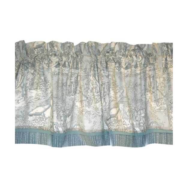 Sage Green Cream Scenic Valance 17x50 - Henry Glass Window Treatment Farmhouse Curtain Kitchen Or Bedroom Handmade Custom - image 1