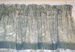 Sage Green Cream Scenic Valance 17x50 - Henry Glass Window Treatment Farmhouse Curtain Kitchen Or Bedroom Handmade Custom - thumbnail 1