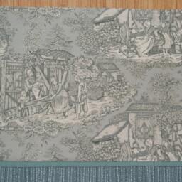 Sage Green Cream Scenic Valance 17x50 - Henry Glass Window Treatment Farmhouse Curtain Kitchen Or Bedroom Handmade Custom - thumbnail 2