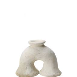Mid-Season Sale Moroccan Unglazed, Raw Tamegroute Ceramics, Abstract Ecru Elephant's Foot Candlestick Sculpture, Craftsmanship - thumbnail 2