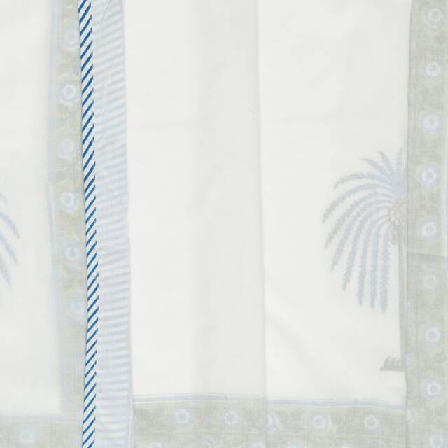 Soft Cotton Dohar - Blue Weeping Palm Trees Fine Cotton Blanket/Bedspread/Lightweight Blanket/Queen Size/Block Printed Blanket - image 1