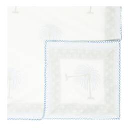 Soft Cotton Dohar - Blue Weeping Palm Trees Fine Cotton Blanket/Bedspread/Lightweight Blanket/Queen Size/Block Printed Blanket - thumbnail 2