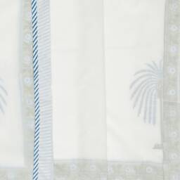 Soft Cotton Dohar - Blue Weeping Palm Trees Fine Cotton Blanket/Bedspread/Lightweight Blanket/Queen Size/Block Printed Blanket