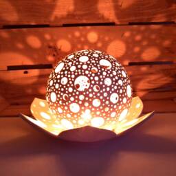 Lotus Flower Tea Light Holder Meditation Altar Candle Lantern - thumbnail 3