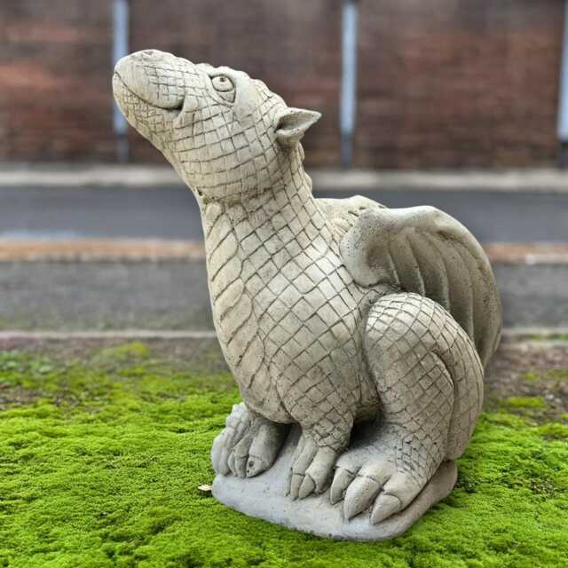 Outdoor Concrete Baby Dragon Statue Cute Stone Animal Sculpture Handmade Figurine Patio Ornament Cement Decoration Gift - image 1