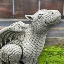 Outdoor Concrete Baby Dragon Statue Cute Stone Animal Sculpture Handmade Figurine Patio Ornament Cement Decoration Gift - thumbnail 2