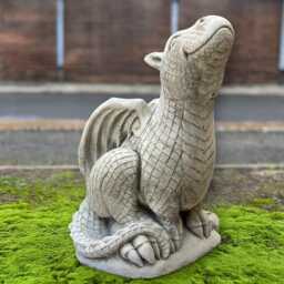 Outdoor Concrete Baby Dragon Statue Cute Stone Animal Sculpture Handmade Figurine Patio Ornament Cement Decoration Gift - thumbnail 3