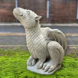 Outdoor Concrete Baby Dragon Statue Cute Stone Animal Sculpture Handmade Figurine Patio Ornament Cement Decoration Gift - thumbnail 4