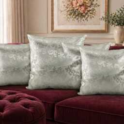 Cream Flock Cushion Cover Set - Elegant Home Decor - 16x16, Handmade Cotton Blend Pillowcase, Of 10 - thumbnail 4