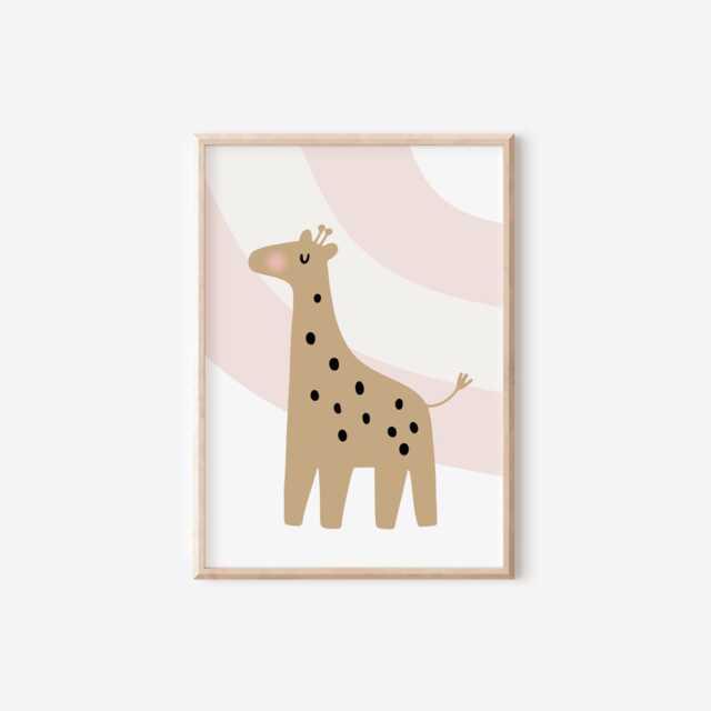 Pastel Giraffe Print Safari Nursery Wall Art For Childrens Bedroom - image 1