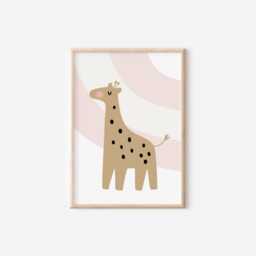 Pastel Giraffe Print Safari Nursery Wall Art For Childrens Bedroom - thumbnail 1