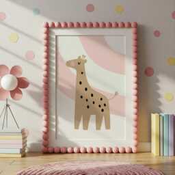 Pastel Giraffe Print Safari Nursery Wall Art For Childrens Bedroom - thumbnail 2