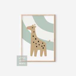 Pastel Giraffe Print Safari Nursery Wall Art For Childrens Bedroom - thumbnail 3