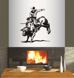 In-Style Decals Wall Vinyl Decal Home Decor Art Sticker Rodeo Cowboy Bull Rider Western Man Boy Bedroom Living Room Mural Unique Design 178 - thumbnail 1