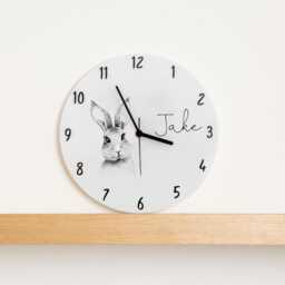 Personalised Bunny Rabbit Clock - Children's Bedroom Wall Clock, Nursery Decor, Girls Room Gift, Name - thumbnail 1