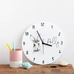 Personalised Bunny Rabbit Clock - Children's Bedroom Wall Clock, Nursery Decor, Girls Room Gift, Name - thumbnail 3