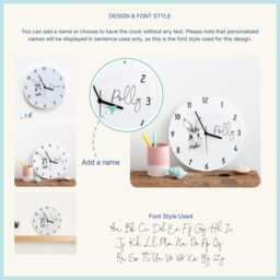 Personalised Bunny Rabbit Clock - Children's Bedroom Wall Clock, Nursery Decor, Girls Room Gift, Name - thumbnail 2