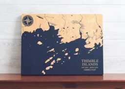 Thimble Islands, Connecticut Map - Engraved Wood Coastal Wall Art Sign, Beach House Home Decor Nautical Print, Unique Personalized Gift - thumbnail 1