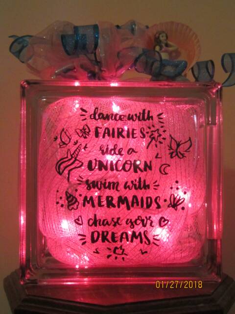 Fairy Block, Night Light, Unicorn Mermaid Glass Ice Block