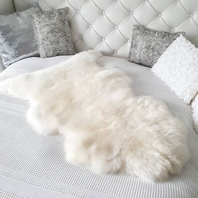Thick Ivory Sheepskin Rug, Natural Lambskin Pelt, Chair Throw - image 1