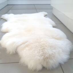 Thick Ivory Sheepskin Rug, Natural Lambskin Pelt, Chair Throw - thumbnail 3