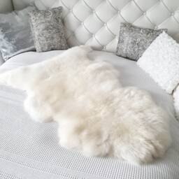 Thick Ivory Sheepskin Rug, Natural Lambskin Pelt, Chair Throw - thumbnail 1