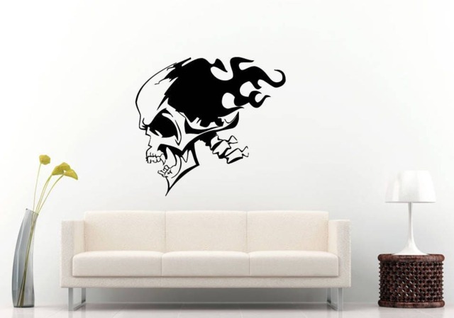Flaming Skull Death Grim Reaper Fire Hell Horror Scary Wall Sticker Decal Vinyl Mural Decor Art L2343 - image 1