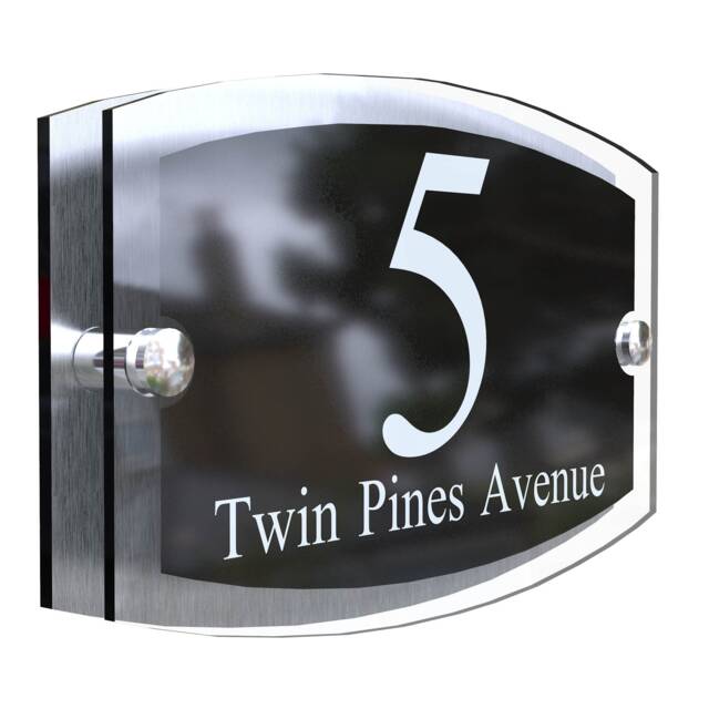 Acrylic & Aluminium House Signs Door Number Wall Plaque Black White & Brushed Silver Beautiful Numbers - Esta5-2Wb-S-C - image 1