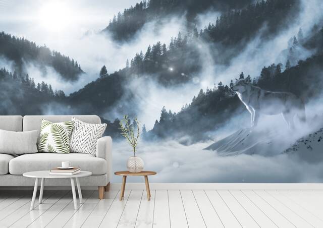 Arctic Wolf Winter Mountain Wall Mural Peel & Stick Wallpaper by Etsy ...